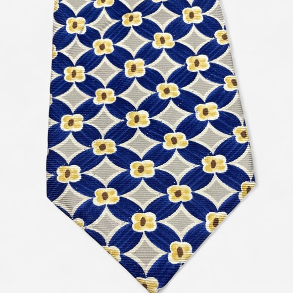 Cerruti 1881 Silk Tie France Geometric Art Office Wedding Formal Blue Gray - Picture 2 of 6